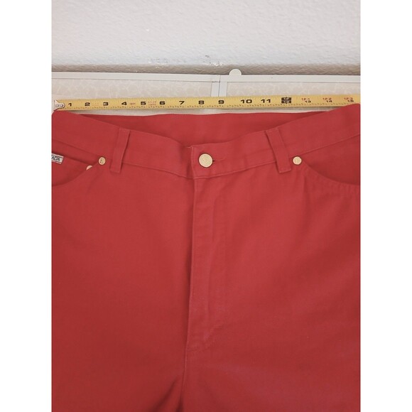 Escada Womens Denim Red Pants Size 44 /12 USA Straight Leg High Rise Luxury - Picture 12 of 16